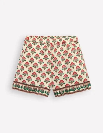 Frill Woven Shorts Woodblock Ivory Floral
