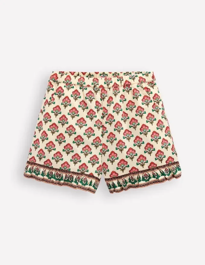 Frill Woven Shorts Woodblock Ivory Floral Frill Woven Shorts Woodblock Ivory Floral