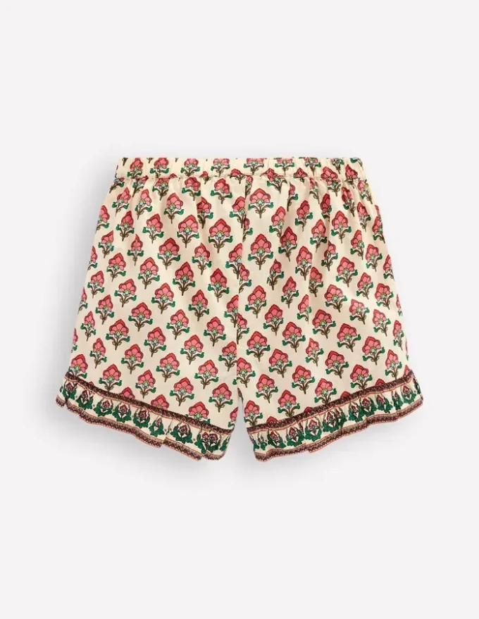 Frill Woven Shorts Woodblock Ivory Floral Frill Woven Shorts Woodblock Ivory Floral