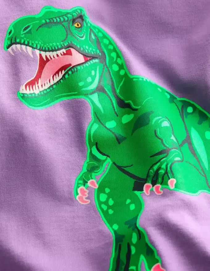 Front and Back Glow T-shirt Aster Purple, Dino Skeleton Front and Back Glow T-shirt Aster Purple, Dino Skeleton