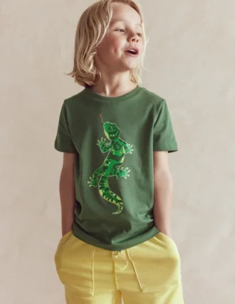 Front and Back Glow T-shirt Bottle Green, Lizard X-Rray