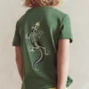 Front and Back Glow T-shirt Bottle Green, Lizard X-Rray Front and Back Glow T-shirt Bottle Green, Lizard X-Rray