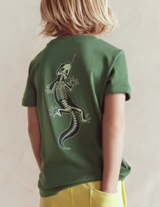 Front and Back Glow T-shirt Bottle Green, Lizard X-Rray