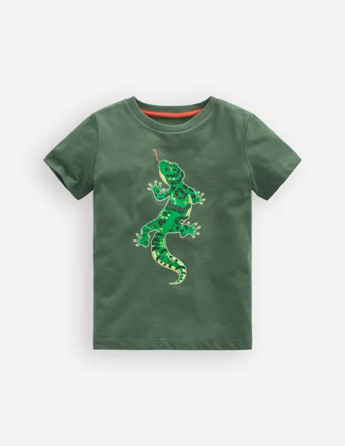 Front and Back Glow T-shirt Bottle Green, Lizard X-Rray Front and Back Glow T-shirt Bottle Green, Lizard X-Rray
