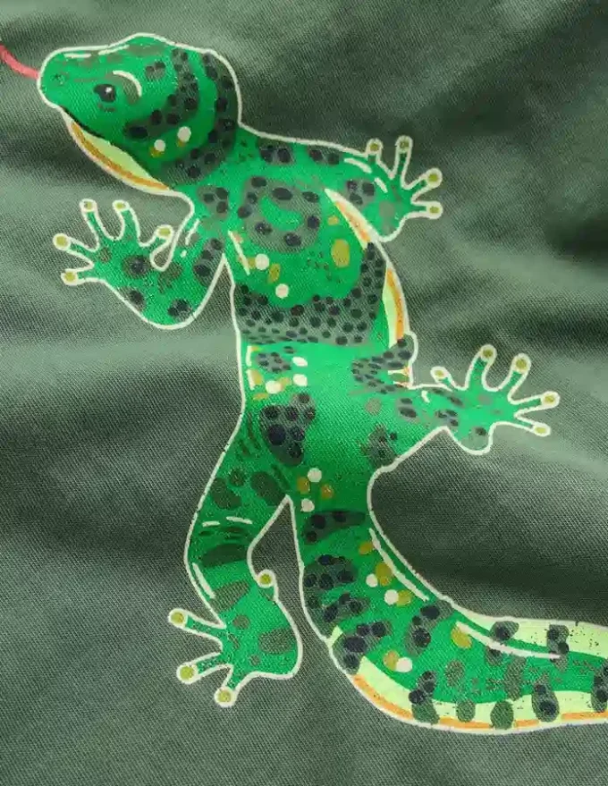Front and Back Glow T-shirt Bottle Green, Lizard X-Rray Front and Back Glow T-shirt Bottle Green, Lizard X-Rray