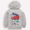 Front and Back Hoodie Grey Marl Firetrucks