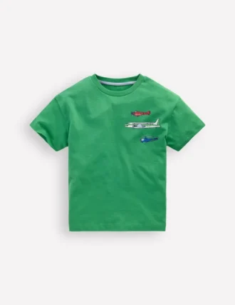 Front & Back Graphic T-shirt Bright Green Aviation Vehicles
