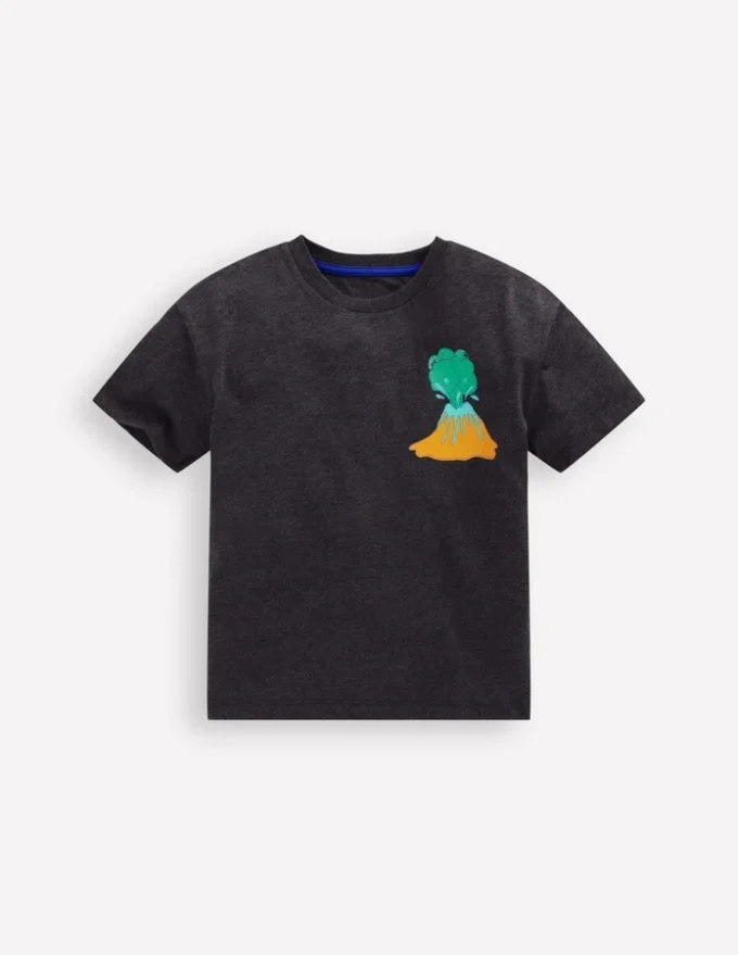 Front & Back Graphic T-shirt Charcoal Volcanoes Front & Back Graphic T-shirt Charcoal Volcanoes