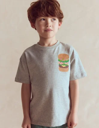 Front & Back Graphic T-shirt Grey Marl Hamburger