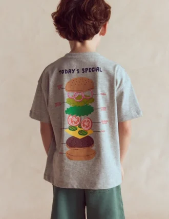 Front & Back Graphic T-shirt Grey Marl Hamburger