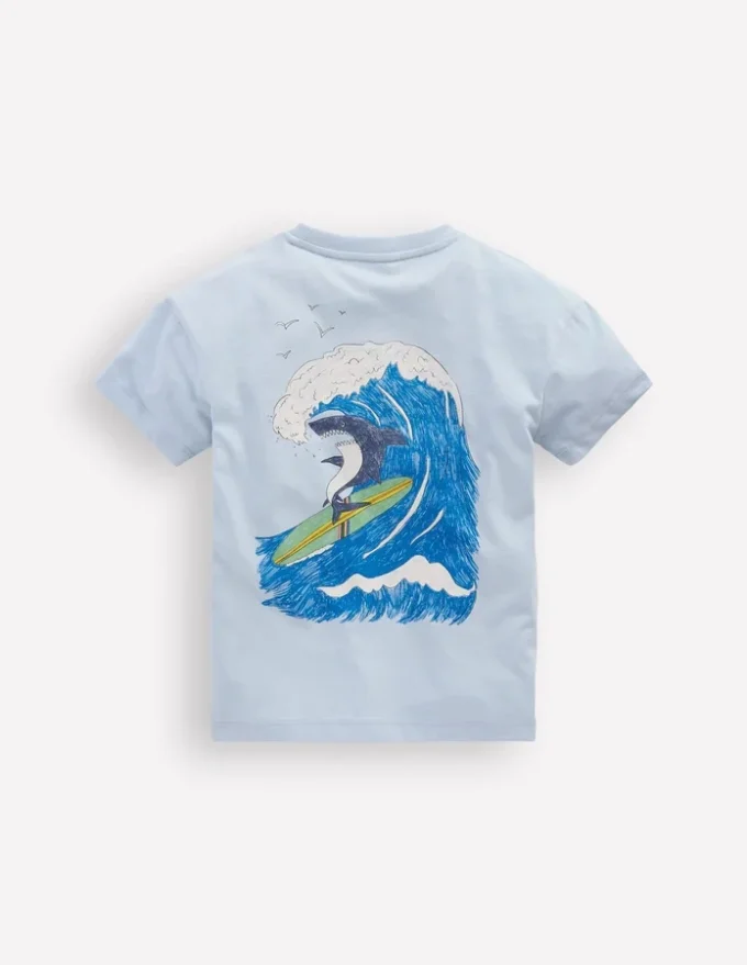 Front & Back Graphic T-shirt Niagra Mist Surfing Shark Front & Back Graphic T-shirt Niagra Mist Surfing Shark
