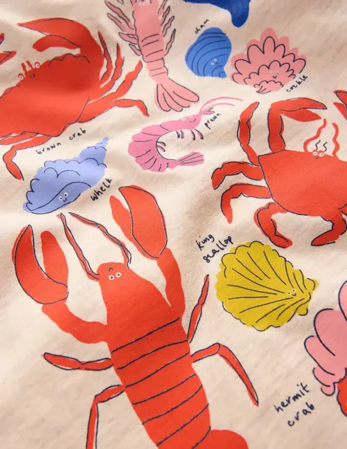 Front & Back Graphic T-shirt Oatmeal Crustaceans Front & Back Graphic T-shirt Oatmeal Crustaceans