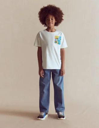 Front & Back Graphic T-shirt Soft Ivory Sun Scape