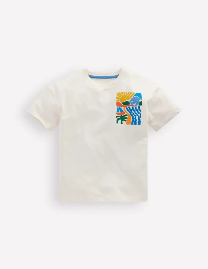 Front & Back Graphic T-shirt Soft Ivory Sun Scape Front & Back Graphic T-shirt Soft Ivory Sun Scape