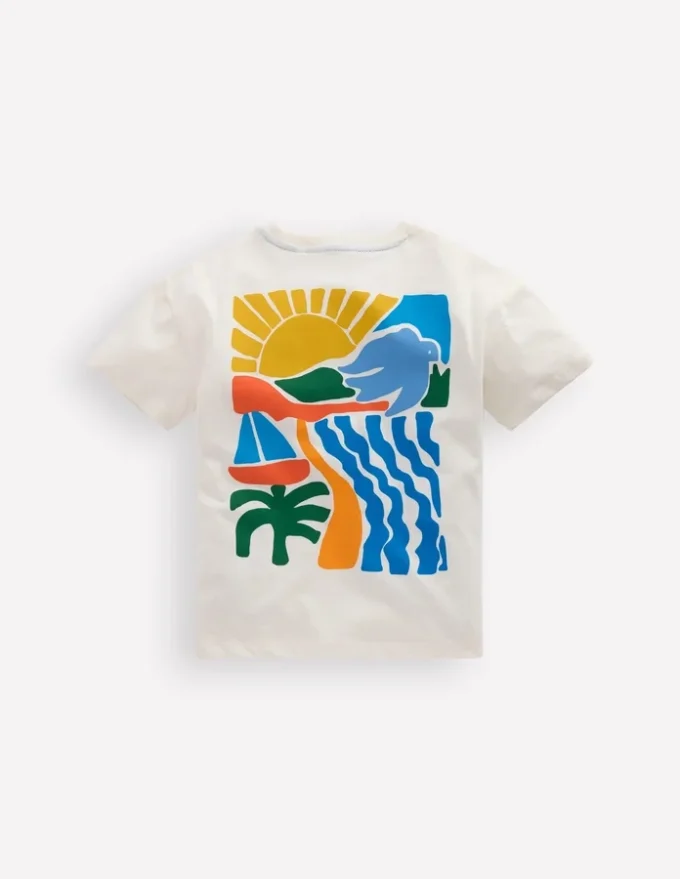 Front & Back Graphic T-shirt Soft Ivory Sun Scape Front & Back Graphic T-shirt Soft Ivory Sun Scape
