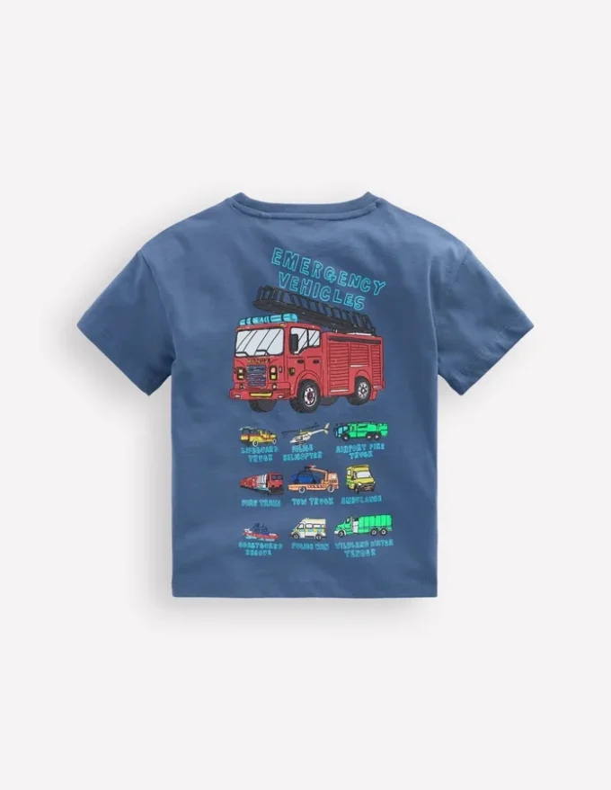 Front & Back Graphic T-shirt Vintage Indigo Truck Front & Back Graphic T-shirt Vintage Indigo Truck