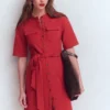 Front Pocket Ponte Dress Crimson Red Front Pocket Ponte Dress Crimson Red