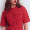 Front Pocket Ponte Dress Crimson Red Front Pocket Ponte Dress Crimson Red