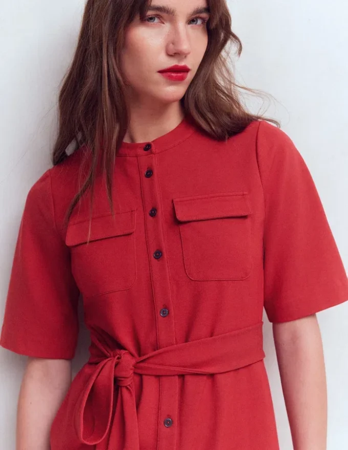 Front Pocket Ponte Dress Crimson Red Front Pocket Ponte Dress Crimson Red