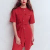 Front Pocket Ponte Dress Crimson Red Front Pocket Ponte Dress Crimson Red