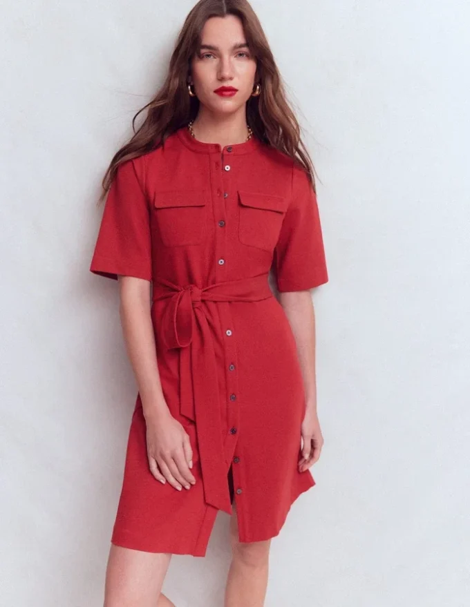 Front Pocket Ponte Dress Crimson Red Front Pocket Ponte Dress Crimson Red