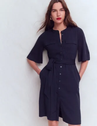 Front Pocket Ponte Dress Navy