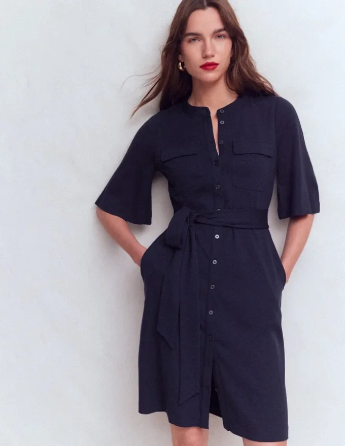Front Pocket Ponte Dress Navy Front Pocket Ponte Dress Navy