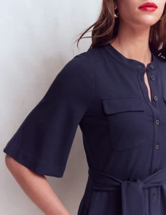 Front Pocket Ponte Dress Navy