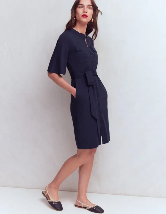 Front Pocket Ponte Dress Navy Front Pocket Ponte Dress Navy