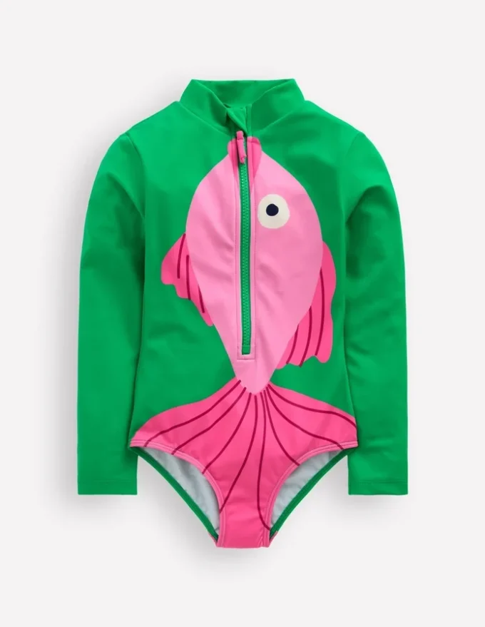 Fun Long-sleeved Swimsuit Bright Emerald Fish Fun Long-sleeved Swimsuit Bright Emerald Fish