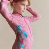 Fun Long-sleeved Swimsuit Sorbet Pink Turtles