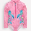 Fun Long-sleeved Swimsuit Sorbet Pink Turtles