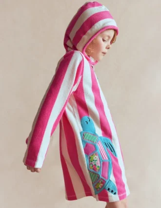 Fun Romie Towelling Zip-Up Sorbet Pink Turtles