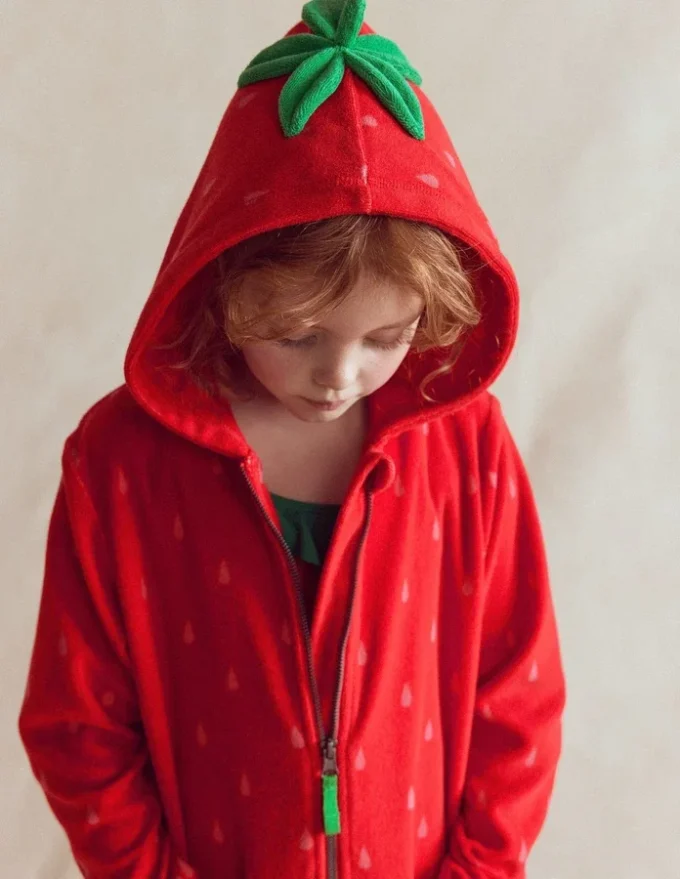 Fun Romie Towelling Zip-Up Strawberry Tart Red Fun Romie Towelling Zip-Up Strawberry Tart Red
