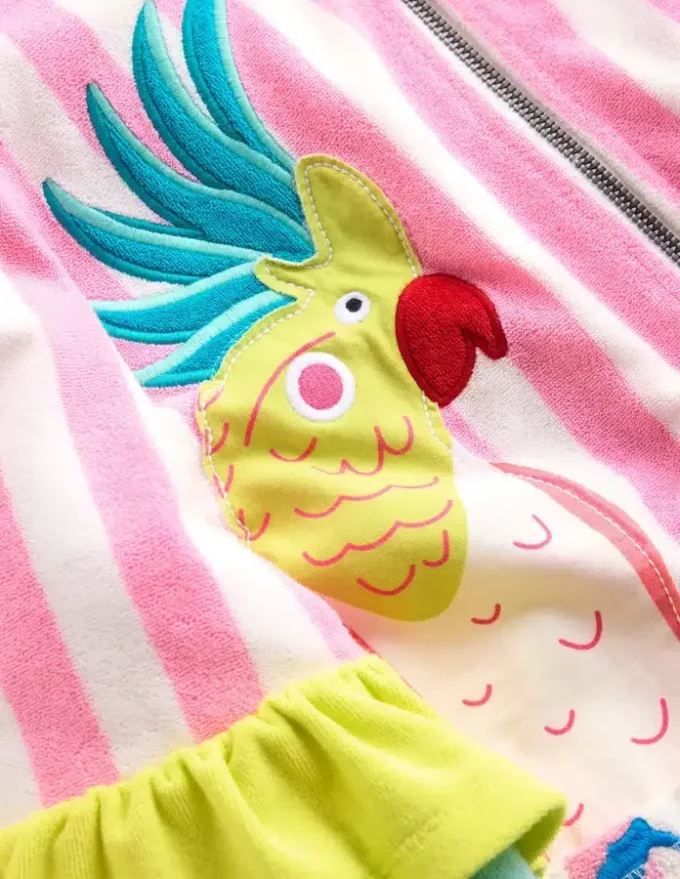 Fun Romie Towelling Zip-Up Stripe Frill Parrot Fun Romie Towelling Zip-Up Stripe Frill Parrot