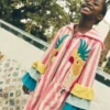 Fun Romie Towelling Zip-Up Stripe Frill Parrot Fun Romie Towelling Zip-Up Stripe Frill Parrot