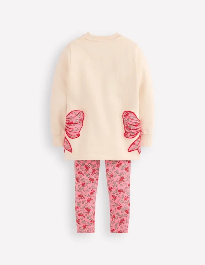 Fun Sweatshirt Tunic Set Oatmeal Marl Bows Fun Sweatshirt Tunic Set Oatmeal Marl Bows