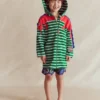 Fun Towelling Zip-up Throw On Chameleon Green Stripe