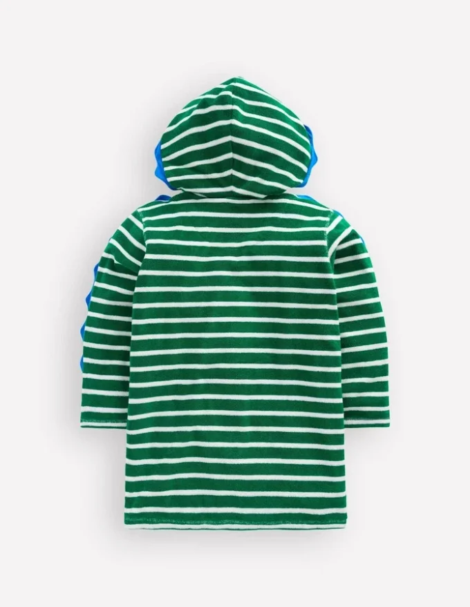 Fun Towelling Zip-up Throw On Chameleon Green Stripe
