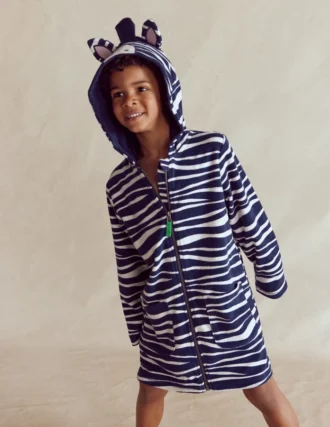 Fun Towelling Zip-up Throw On Zebra