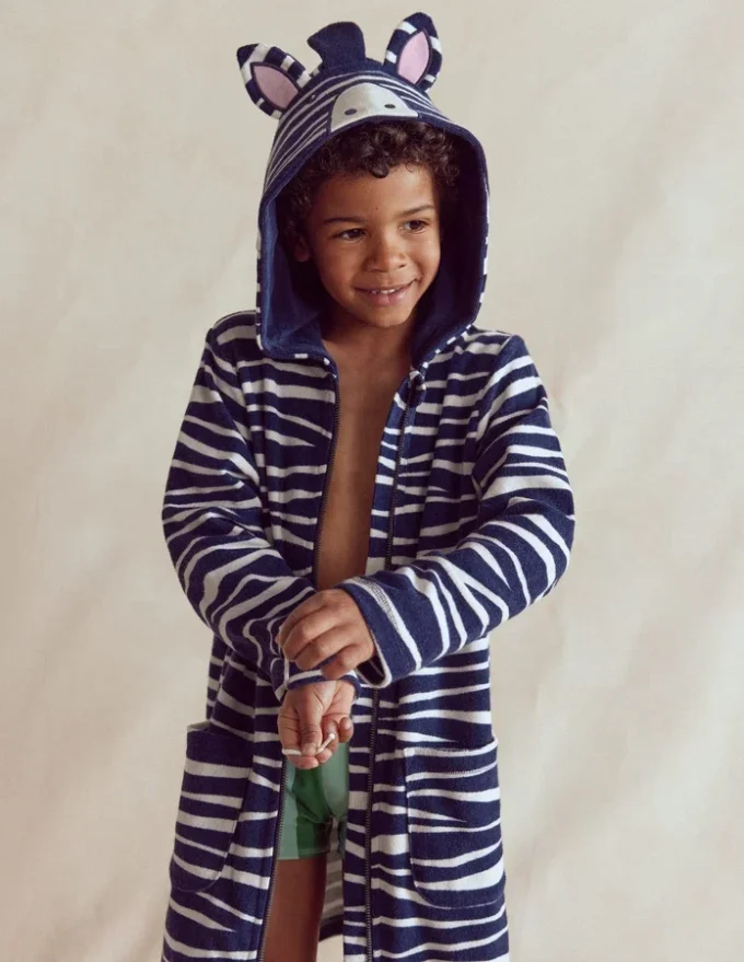 Fun Towelling Zip-up Throw On Zebra
