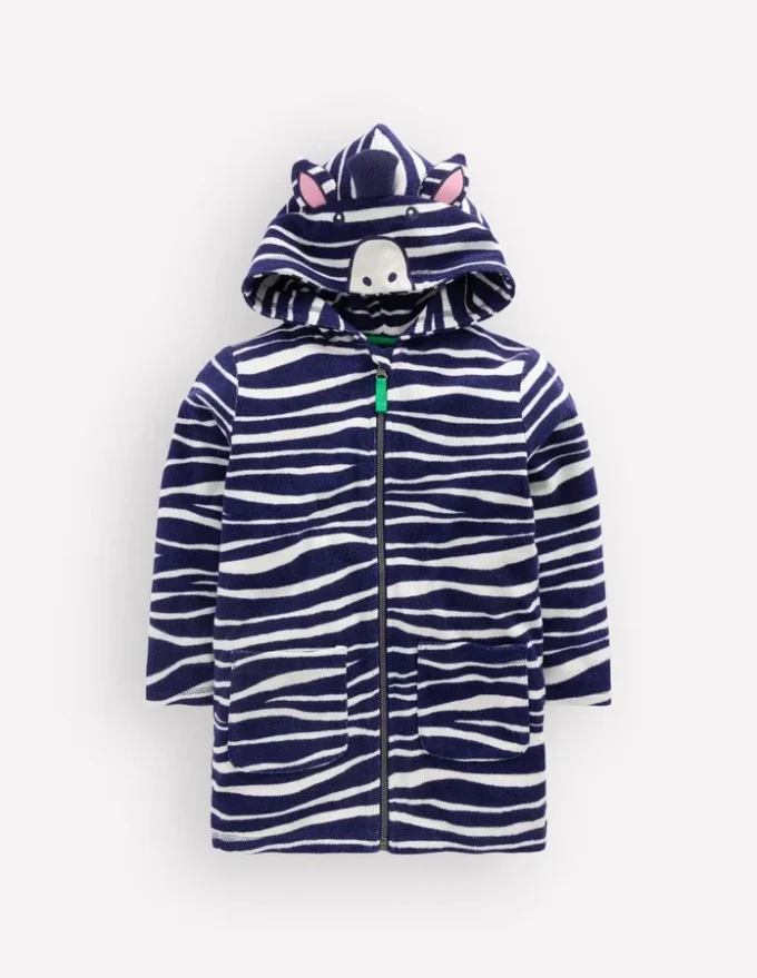 Fun Towelling Zip-up Throw On Zebra