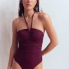 Gather String Swimsuit Chocberry