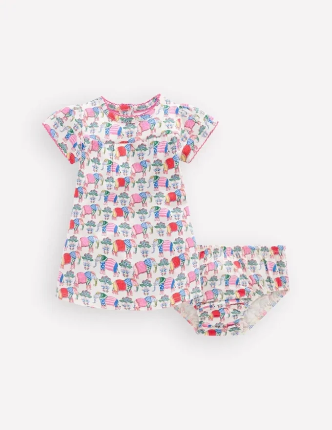 Gathered Jersey Dress Multi Small Elephant Gathered Jersey Dress Multi Small Elephant