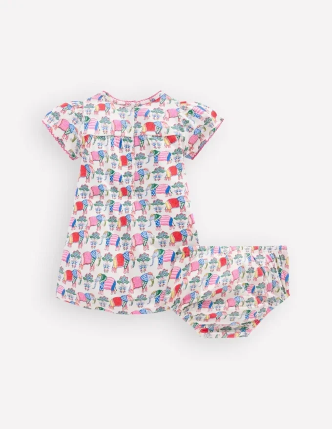 Gathered Jersey Dress Multi Small Elephant Gathered Jersey Dress Multi Small Elephant
