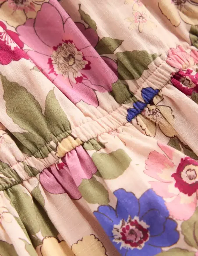 Gathered Woven Dress Blooming Pink Floral Bloom Gathered Woven Dress Blooming Pink Floral Bloom