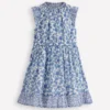 Gathered Woven Dress Blue Sprig Gathered Woven Dress Blue Sprig