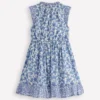 Gathered Woven Dress Blue Sprig Gathered Woven Dress Blue Sprig