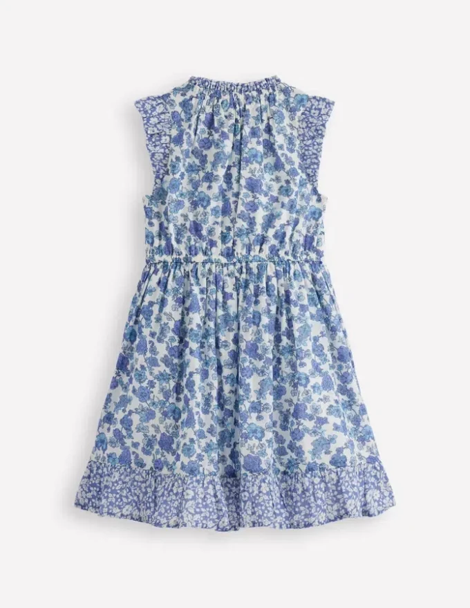 Gathered Woven Dress Blue Sprig Gathered Woven Dress Blue Sprig