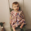 Gathered Woven Dress Mid Pink Floral Gathered Woven Dress Mid Pink Floral